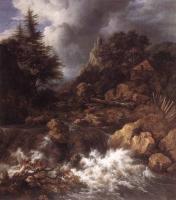 Jacob van Ruisdael - Waterfall In A Mountainous Northern Landscape